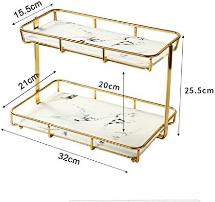 Erddcbb banheiro prateleira de vidro dupla camada quadrada prateleira de mármore de mármore Cosmético Caixa de armazenamento