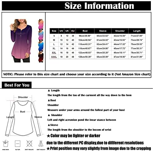 Mulheres camisas de manga comprida 2023 gradiente de túnica de tamanho grande na primavera verão casual fit