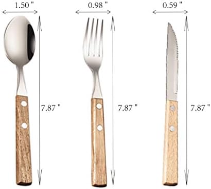 Utensílios de viagem de aço inoxidável Conjunto de talheres com alça de madeira incluem utensílios de faca de jantar de