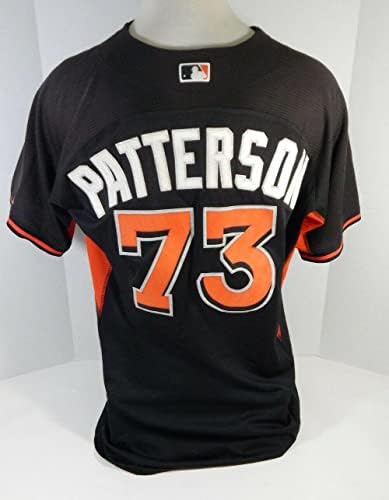 O jogo de Miami Marlins Chase Patterson 73 usou o Black Spring Training B.P. Jersey - Game usou camisas da MLB