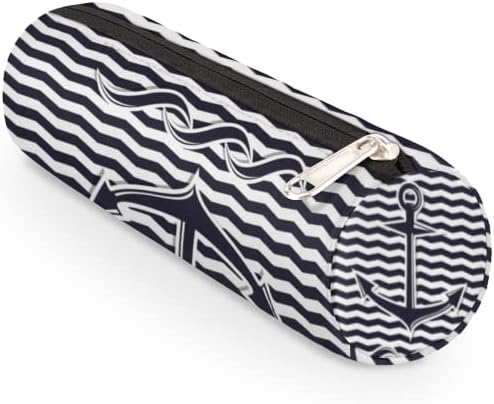 Chevron Anchor Lápis Casa Pen Bolsa Porta, Sea Ocean Zipper Lápis Bag portátil Cosmético Organizador Maquia