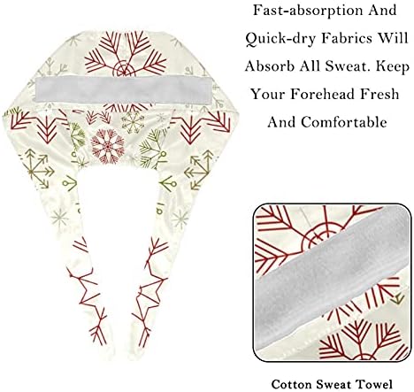 Niaocpwy 2 pacote ornamento de floco de neve Feliz trabalho de natal com faixa de suor para homens, Bouffant Scrub