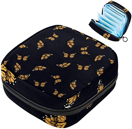 Bolsa de armazenamento de guardanapos sanitários, bolsa de copo menstrual de padrões de borboleta monarca, sacos de armazenamento