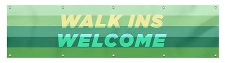 CGSignLab | Walk Ins Welcome -Modern Gradient Resistente ao vento Banner de vinil de malha ao ar livre | 8'x2 '