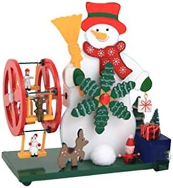 BBSJ Christmas Snowman Snow Sky em forma de roda de madeira decoração de tabela de Natal Caixa de música Caixa de música Creative