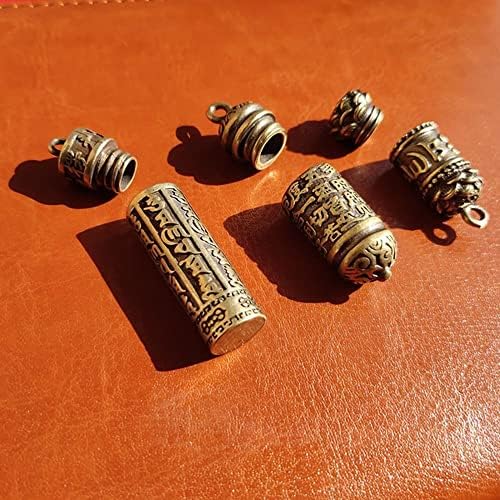 Bybycd colar de latão pingente esculpindo Escrituras Buddhist Pingente Caixa de Viagem de Viagem de Viagem de Viagem Casal Chave