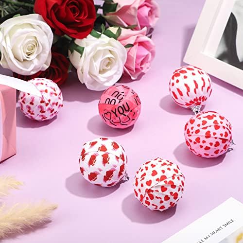 12 peças Bola do dia dos namorados Ornamentos dos namorados para tecidos de árvore embrulhada bola amor coração rosa