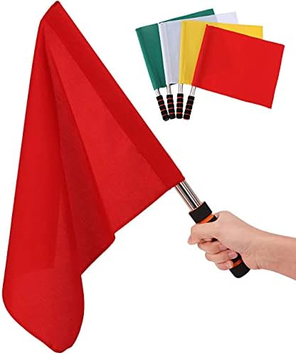 4 PCs Arbiteira Futebol Bandeira Aço inoxidável Command Sinalizações de sinal de mão Bandeiras de bandeira atlética Bandeira de atletismo