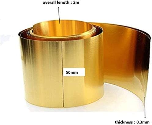 Yuesfz H62 Placa de metal fino em folha de cobre de latão para trabalho de metal, espessura: 0,3 mm de comprimento: 2 m, largura: