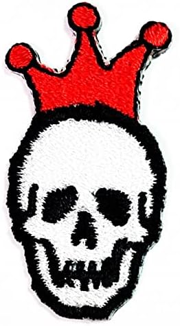 Kleenplus 3pcs. Mini caveira bordada adesiva de tecido de tecla King Skull Red Crown Cartai