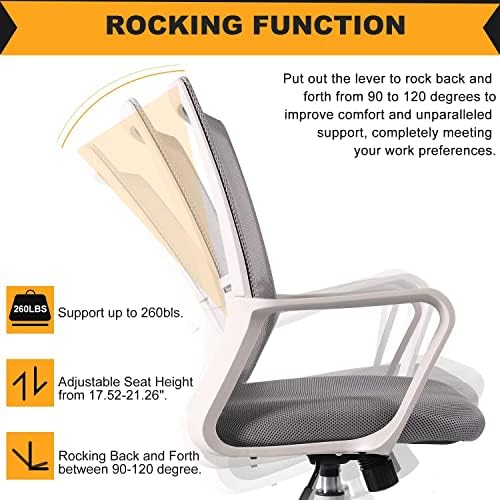 Cadeira de mesa Cadeira de malha ergonômica Cadeira de escritório em casa, cadeira de tarefa de computador ajustável