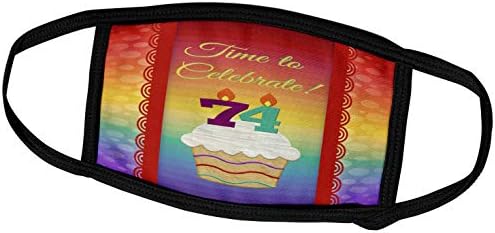 3drose Beverly Turner Aniversário Convite Design - Cupcake, Velas numéricas, tempo, comemorar o convite de 74 anos - máscaras faciais