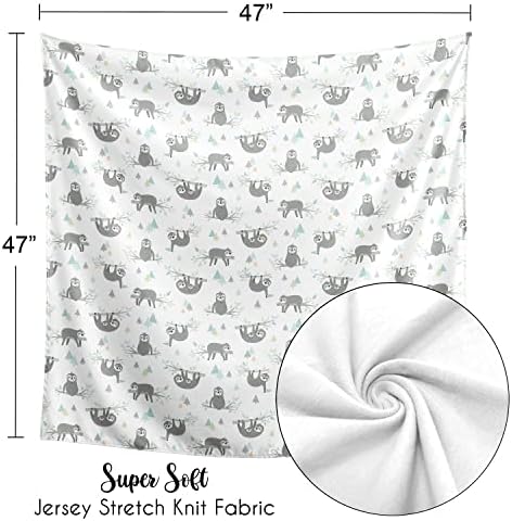 Sweet JoJo Designs Blue Jungle Sloth Boy ou Girl Swaddle Blanket Jersey Stretch Knit para recém -nascido ou infantil