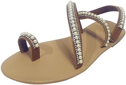 Sandálias planas femininas de verão sandálias de praia boêmia renda de pérolas florais flip-flops sapatos de vestido de noiva para mulheres