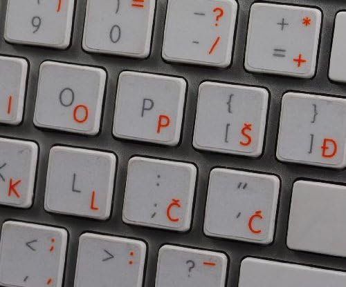 Rótulos croatas da Apple para teclado com letras laranja transparente para desktop, laptop e caderno