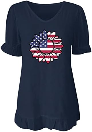 Camisas patrióticas para mulheres bandeiras americanas camisetas de verão tops casuais de manga curta estrelas listradas