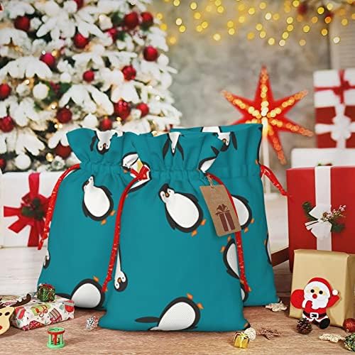 Sacos de presentes de natal de traços de Natal Funny-Cute-Penguins-Blue apresenta sacos de embrulho, bolsas de embrulho de