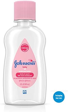O óleo de bebê de Johnson, óleo mineral puro para evitar perda de umidade, hipoalergênico, original 3 fl. oz