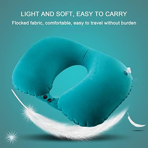 Pillow de pescoço de Wuztai travesseiro de viagem inflável suporta confortavelmente a cabeça, pescoço e queixo, almofada de