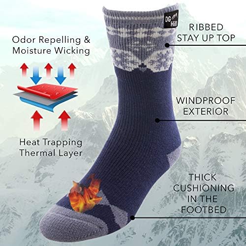 DG Hill (meias térmicas de 2pk ou 4pk para homens e mulheres, meias aquecidas de bota de inverno, isoladas para o clima frio