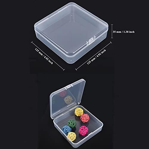 Goodma 17 peças quadradas Mini Clear Plastic Organizer Box Recipientes com tampas articuladas para itens pequenos e outros projetos