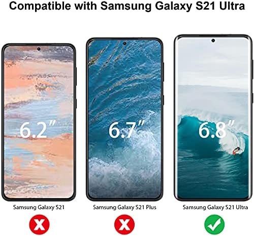 [2+1 pacote] Galaxy S21 Protetor de tela Ultra 5G, vidro temperado com dureza 9H, desbloqueio de impressão digital ultrassônica, 3D Curved, HD Clarity, anti-arranha