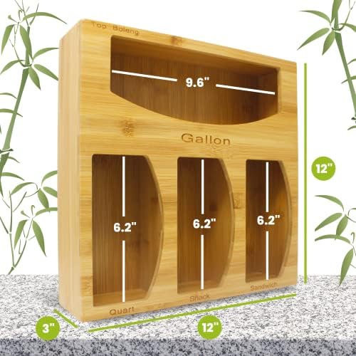 Top Boleng Bamboo Plastic Ziplock Bag Organizer Storage para uma gaveta de cozinha e organização de cozinha, compatível com a maioria dos sanduíche de ziplock e sacos de variedades de lanches