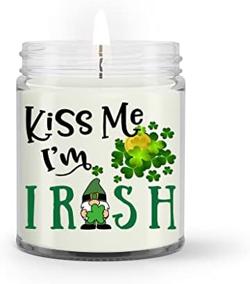 Beije -me, sou irlandês, jar vela, presente para amigo, desgosto de casa, decoração do dia de São Patrício