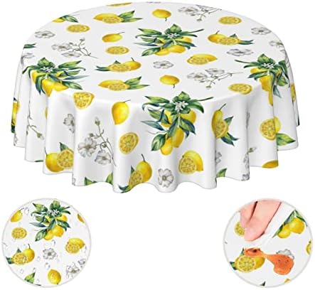 Gjlntrf Lemon Amarelo Primavera Verão Fruta Redonda de mesa Redoth 60 polegadas, pano decorativo de mesa de festa para casa para cozinha Tabela de mesa de piquenique