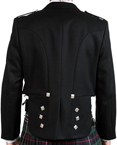 A Scotland Kilt Company Wedding Mens Black Black Prince Charlie Kilt com colete