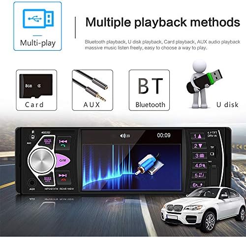 Camecho Single Din Car Stéreo Radio 4.1 '' Assistência ao estacionamento da tela no painel Bluetooth USB/SD/FM MP5