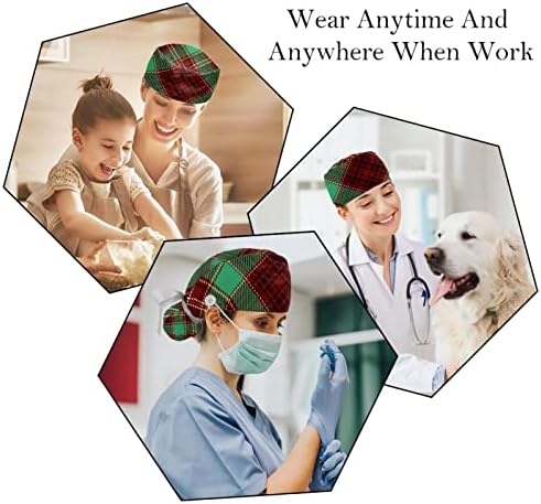 Capas médicas ratgdn para mulheres com botões longos cabelos longos, boné de trabalho ajustável de 2 peças, cachorro