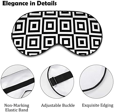Listras geométricas em preto e branco máscaras de sono tampa de olho blecaute com cegueira elástica de cinta elástica ajustável