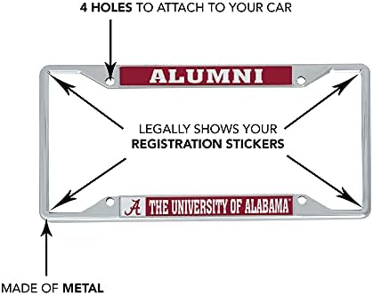 Placa da placa da Universidade do Alabama quadro UA Bama Tide Tide para a frente ou traseira do carro metal oficialmente