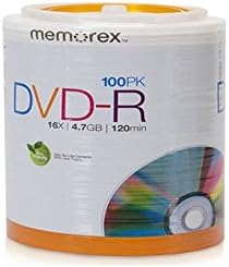 Memorex 32020034420 16x DVD-R, 100 pacote de pacote DVD-R