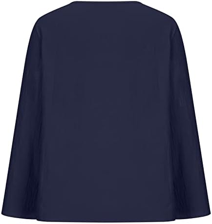 Camisas de algodão e linho Narhbrg para mulheres fofas de tampas de girassol de girassol com manga comprida camiseta de outono