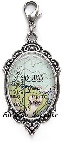 Fashion Zipper Pull, San Juan Map Zipper Pull, San Juan Zipper Pull, San Juan Puerto Rico Zipper Pull, San Juan Lobster Map Mapa Jóias