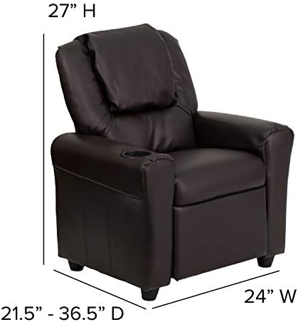 Flash Furniture Contemporary Brown Leathersoft Reclinner com porta -copos e apoio de cabeça