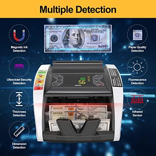 Máquina de contador de dinheiro atualizada, contador de faturamento vlifree com detecção falsificada por imagem UV/ir/mg/dbl/hlf/chn/dd,
