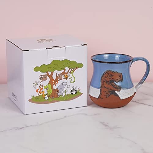 Caneca de dinossauro de cerâmica de mpotto 16 oz caneca de café para homens e mulheres, feriado de férias de feriado de