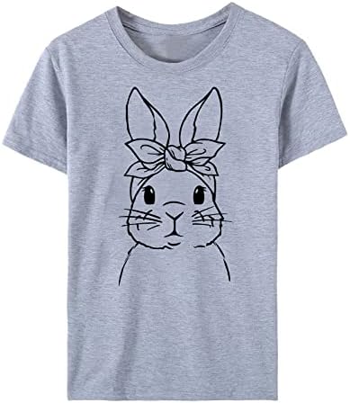 Camisetas de Páscoa CGGMVCG para mulheres fofas de coelho de coelhinho tees gráficos Camisas de Páscoa Casual para Mulheres para