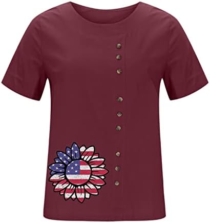 4 de julho camisetas para mulheres de manga curta túnices túnicas de túnica americana listras de bandeira tie-tye camisa