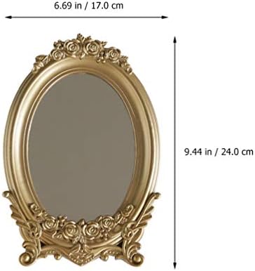 Espelho de espelho vintage vintage uonlytech, espelho decorativo vintage, espelhos de ouro antigos espelhos de mesa esculpidos vintage para o quarto- Decoração da cômoda da sala de sala