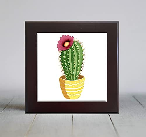 Cactus Plant Watercolor Art Decorative Tile