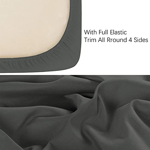 NTBAY Microfiber com zíper de travesseiros de criança e folha de berço ajustado, cinza escuro