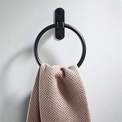 Jfuyjk Black Space Alumínio Toalheiro redondo toalha Ring Towel Monthed Rack prateleira para acessórios para o banheiro