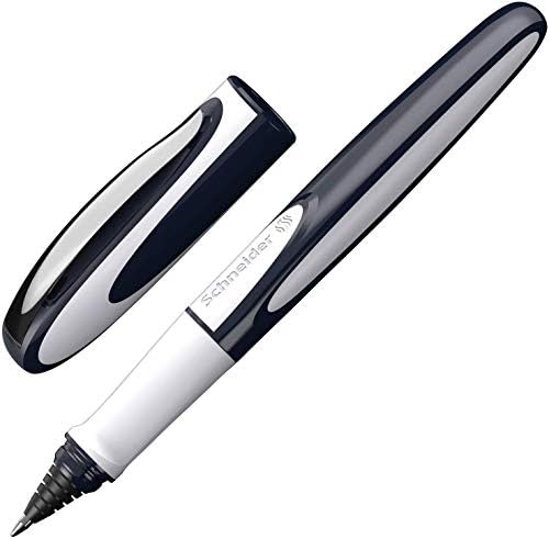 Schneider Ray Cartucker Rollerball Pen M, recarregável, azul escuro/cinza claro, cartucho de tinta apagável em azul royal, pacote de 1 caneta