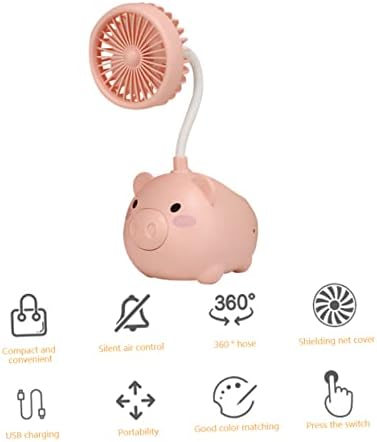 Homoyoyo Pig Fan Pen Portador USB Fan com caneta portador de caneta Fãs de mesa pequena fã USB Desk portátil Fã do ventilador Fan do escritório do escritório porco ABS PLÁSTICO CHOVE PLATE