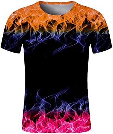 Camisetas masculinas Tops Tops de verão 3d chama impressa no pescoço redondo do pescoço redondo ajuste regular manga curta esporte henley camisetas tees