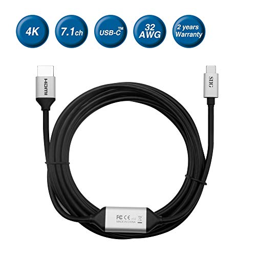 Siig 3M USB Tipo C a 4K HDMI Cabo ativo | Thunderbolt 3 Compatível | Trabalha com USB-C MacBook Pro, IMAC, Surface Book 2, PixelBook,